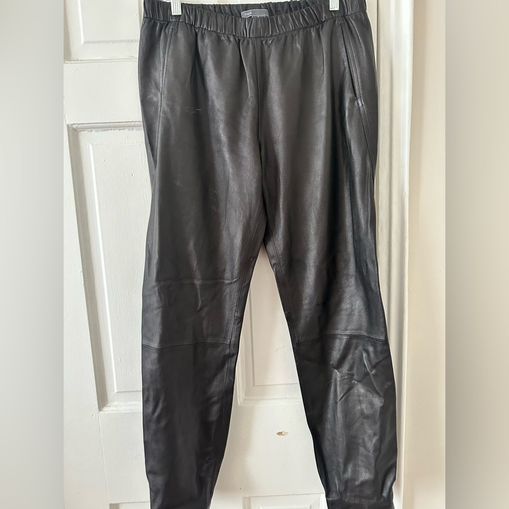Vince. Leather Joggers, black.